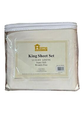NEW Home American 4 Piece King Sheet Set - Cream Luxury Linens